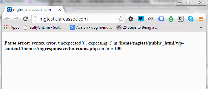 Erk! Where did my site go and why have I got this error message instead?